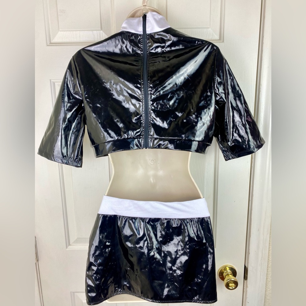 Halloween Glossy Patent Leather Nun Cosplay Costume Outfits Lingerie Sets XL NWT - Picture 3 of 5